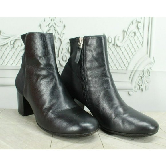 Vero Cuoio Black Leather Side Zipper Ankle Heeled Boots Size 6.5 M - Picture 3 of 10